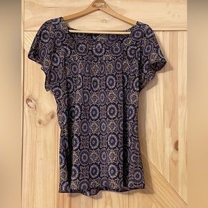 Banana Republic XL 100% Silk Paisley Short-Sleeved Blouse